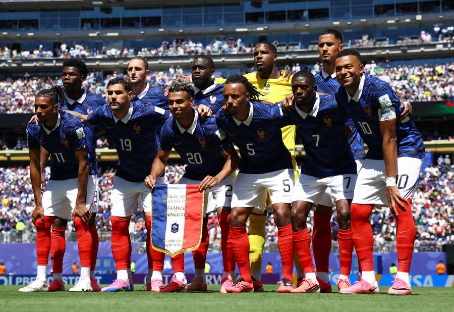 France players pose for a team group photo before the match France players pose for a team group photo before the match