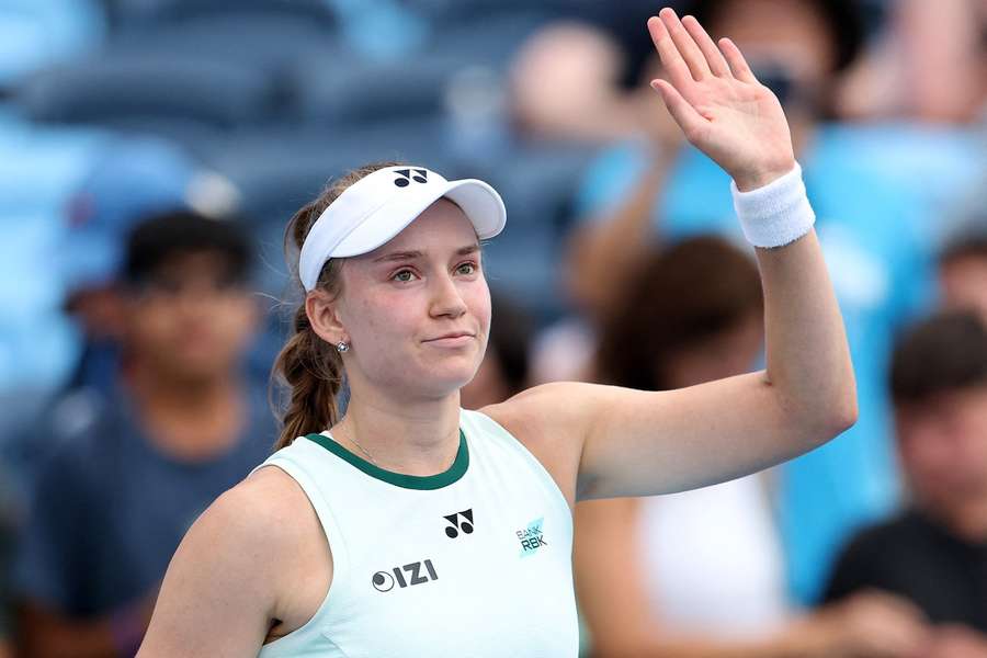 Elena Rybakina celebrates her win