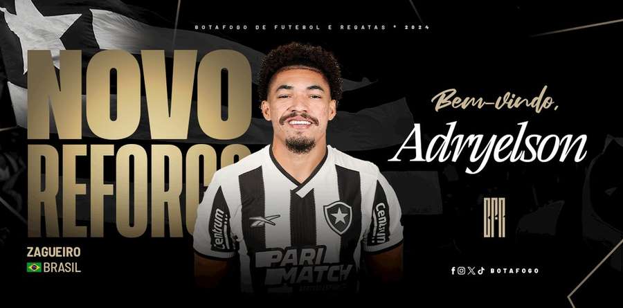 Adryelson está de volta ao Botafogo por empréstimo até o fim do ano