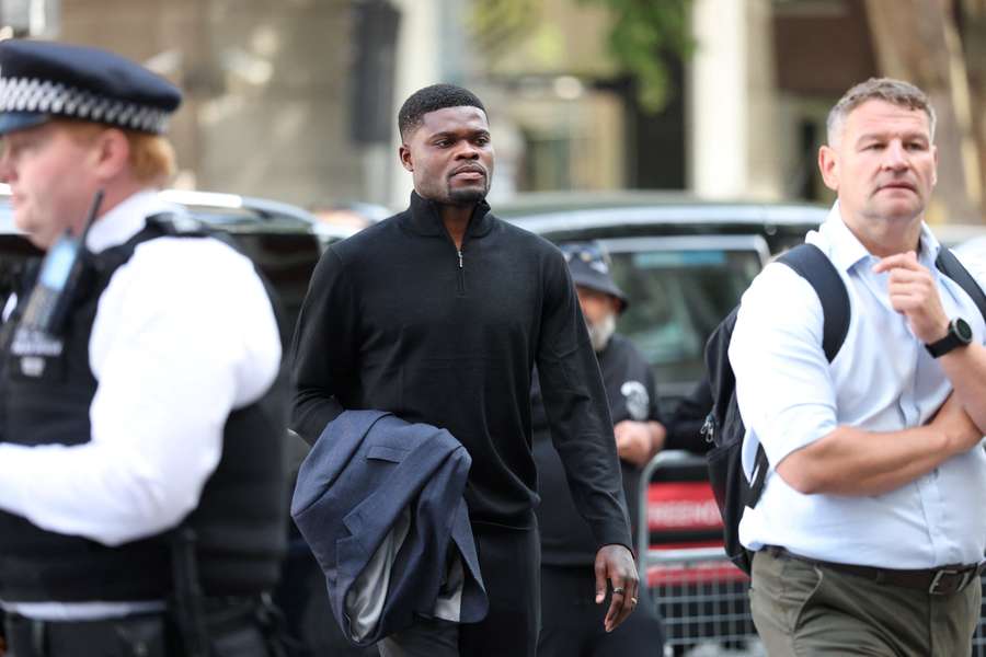 Thomas Partey walks outside Westminster Magistrates' Court, in London, on August 5th