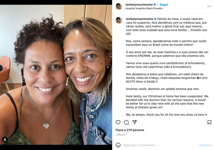 Postagem da filha de Pelé no Instagram foi feita nesta quarta-feira Postagem da filha de Pelé no Instagram foi feita nesta quarta-feira