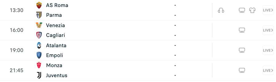 Programul zilei în Serie A