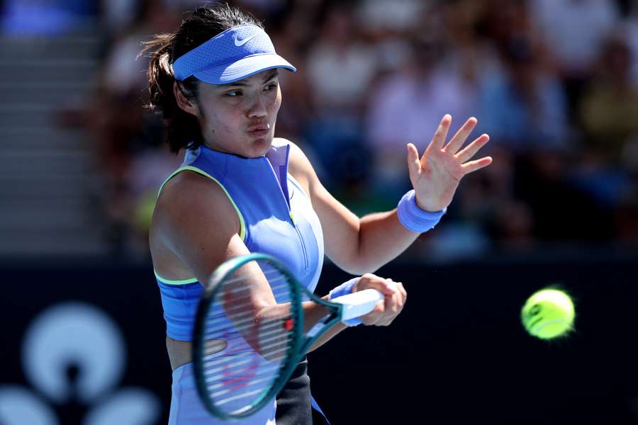 Emma Raducanu hits a return to Anastasia Potapova