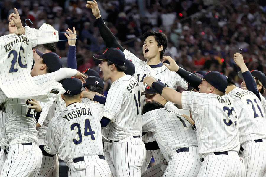 Shohei Ohtani and his Japan teammates celebrate their 2023 World Baseball Classic victory Shohei Ohtani and his Japan teammates celebrate their 2023 World Baseball Classic victory