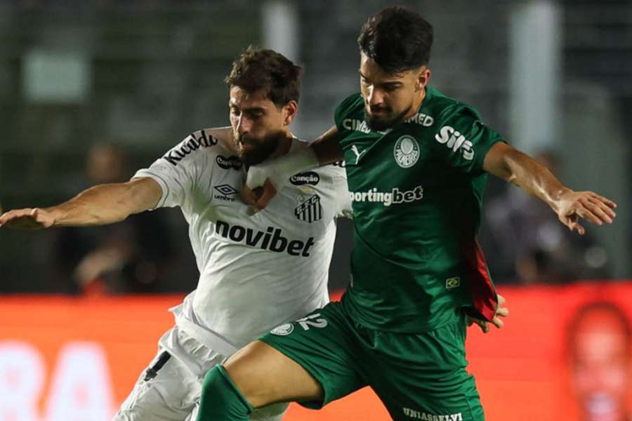 Luan Peres e Flaco López em Santos x Palmeiras, pela Copa do Brasil Luan Peres e Flaco López em Santos x Palmeiras, pela Copa do Brasil