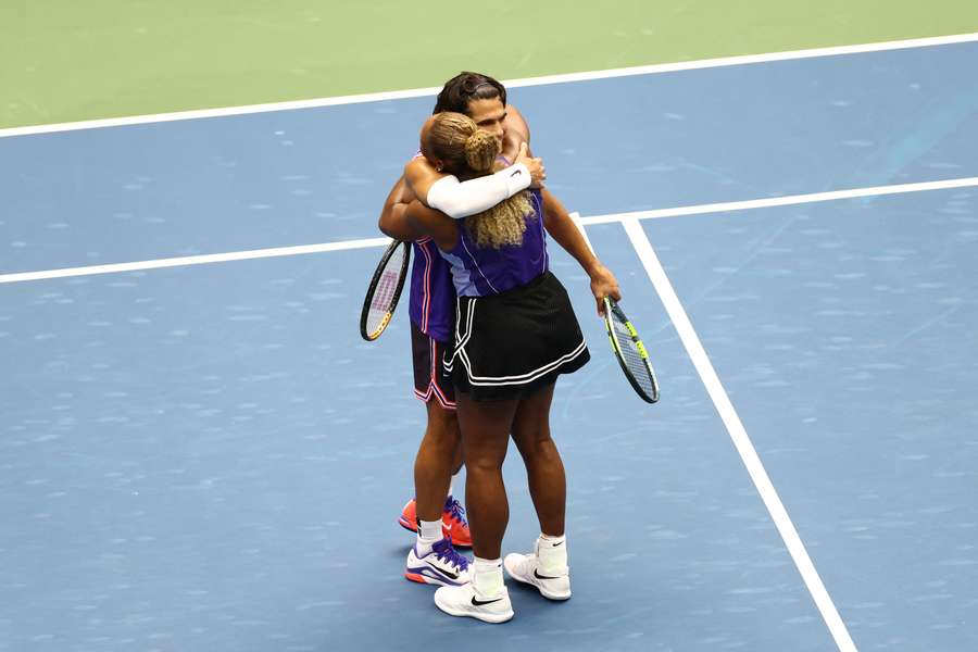 Carlos Alcaraz & Serena Williams after their mixed doubles defeat