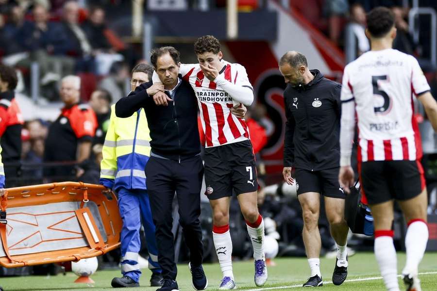 Ruben van Bommel had to be carried off the pitch Ruben van Bommel had to be carried off the pitch
