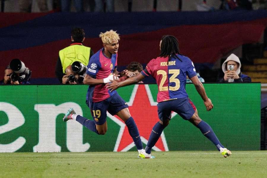 Lamine Yamal celebrates his goal