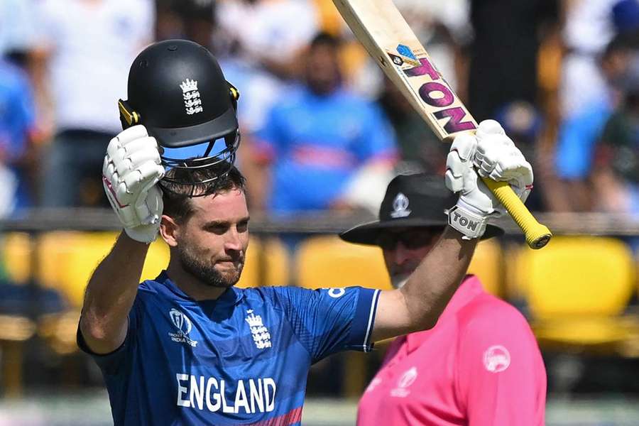 England's Dawid Malan celebrates after scoring a century against Bangladesh