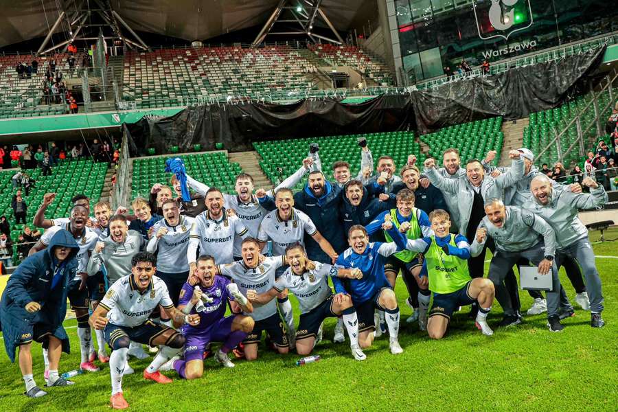 A festa dos jogadores do Lech Poznan