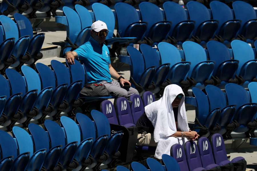 Few spectators were willing to brave the open air on Tuesday morning with crowds well down on previous days.  
