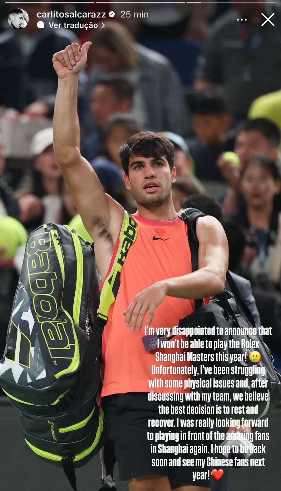 Stories de Carlitos após o título no Japão