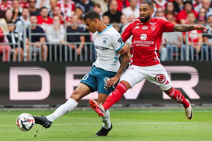 Mason Greenwood, left, scored twice on his Marseille debut