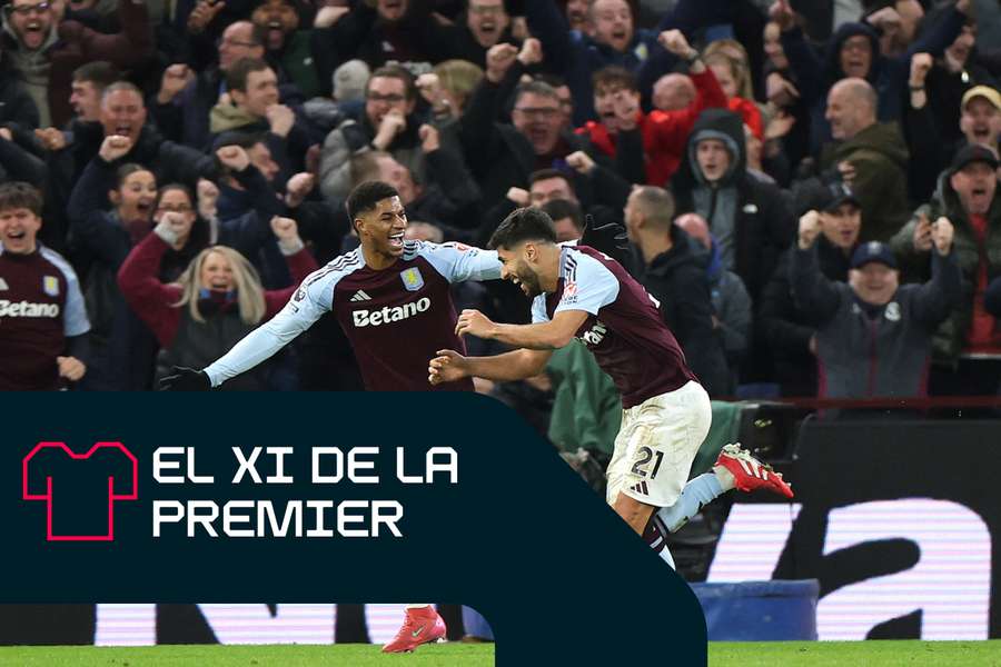Marcus Rashford y Marco Asensio celebran con el Aston Villa Marcus Rashford y Marco Asensio celebran con el Aston Villa