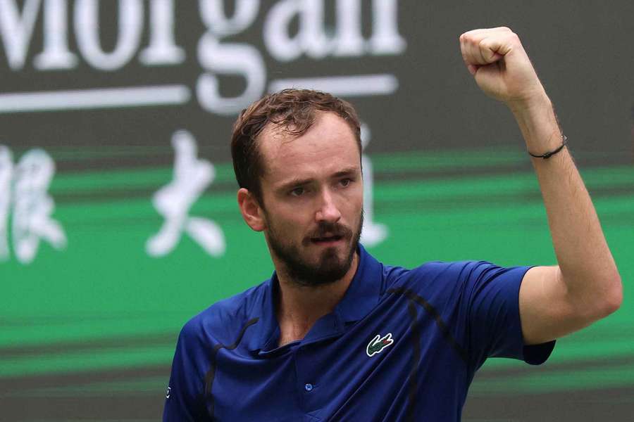 Daniil Medvedev reacts during his second-round match against Jan-Lennard Struff