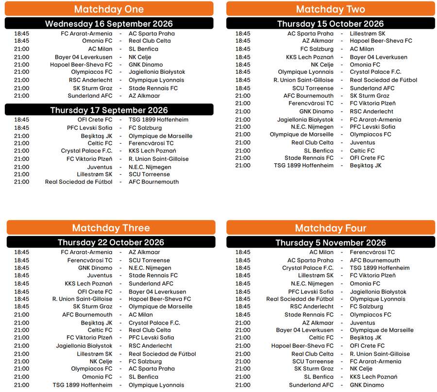 Program Etape 1-4 Europa League Program Etape 1-4 Europa League
