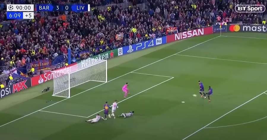 Ousmane Dembélé falla el último tiro del partido del Barcelona contra el Liverpool