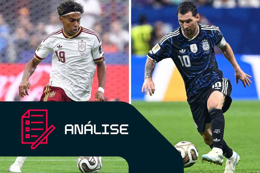 Lamine Yamal, da Espanha, e Lionel Messi, da Argentina Lamine Yamal, da Espanha, e Lionel Messi, da Argentina