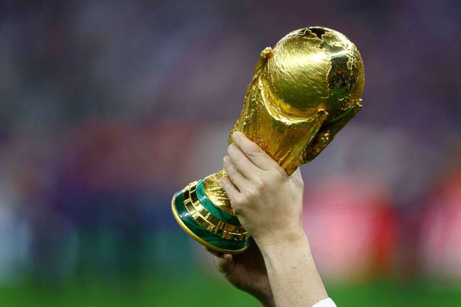 General view of the World Cup trophy in 2022 in Qatar