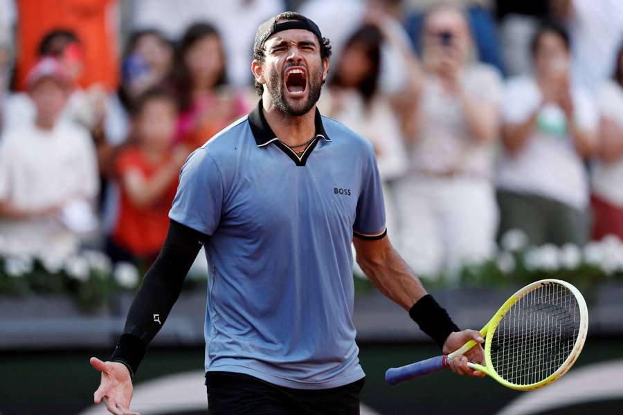 Matteo Berrettini celebrates winning his fourth-round match against Juan Manuel Cerundolo Matteo Berrettini celebrates winning his fourth-round match against Juan Manuel Cerundolo