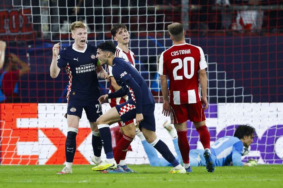 PSV's Ricardo Pepi scores a late equaliser against Olympiakos