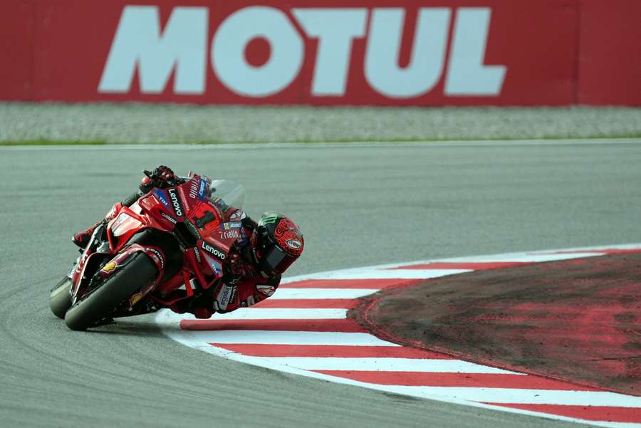 Bagnaia races round the track in Barcelona