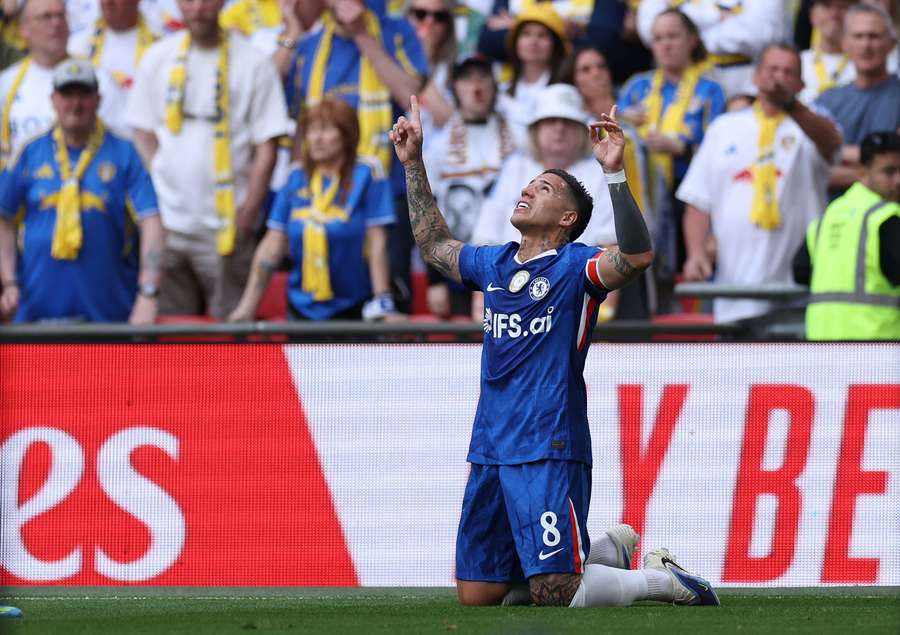 Chelsea's Enzo Fernandez celebrates scoring