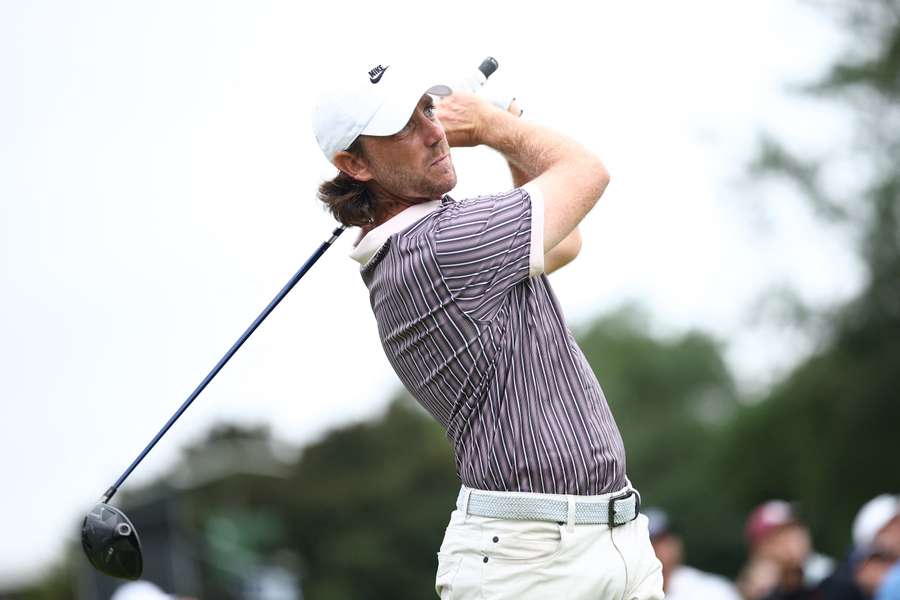 Tommy Fleetwood on Hol 18 during third round of 2025 TOUR Championship