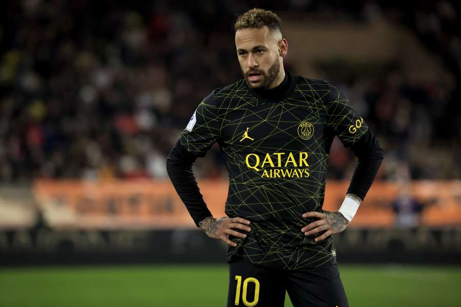 Paris Saint-Germain's Brazilian forward Neymar reacts during the defeat