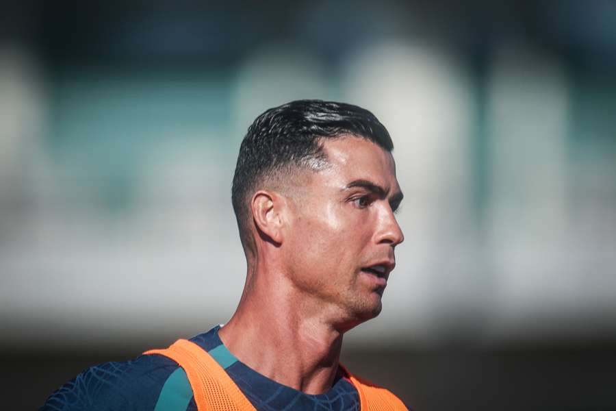 Cristiano Ronaldo no treino da seleção