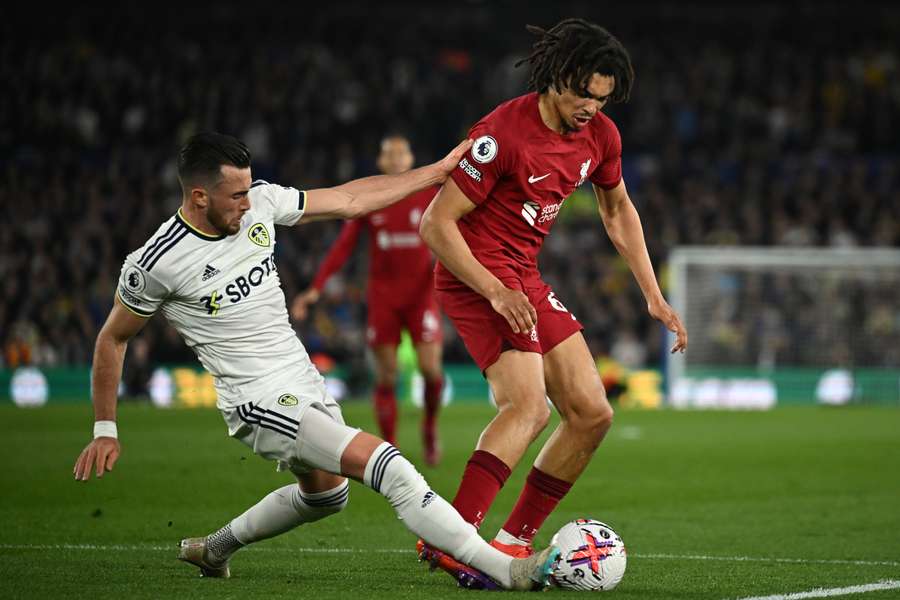 Trent Alexander-Arnold (R) shone for Liverpool in their win over Leeds