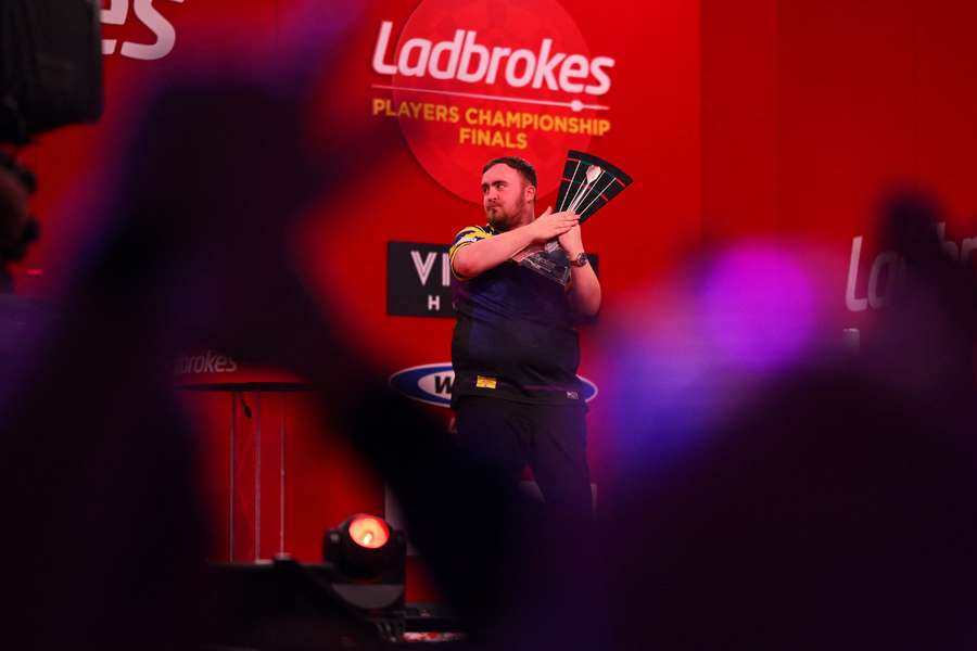 Luke Littler reacts during the Players Championship Finals