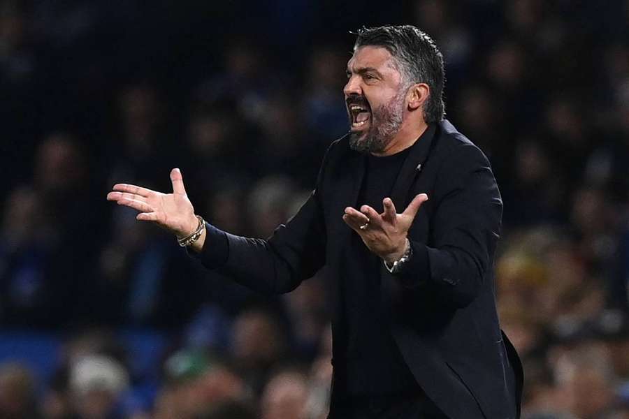 Gattuso, enfadado durante un partido con el Marsella