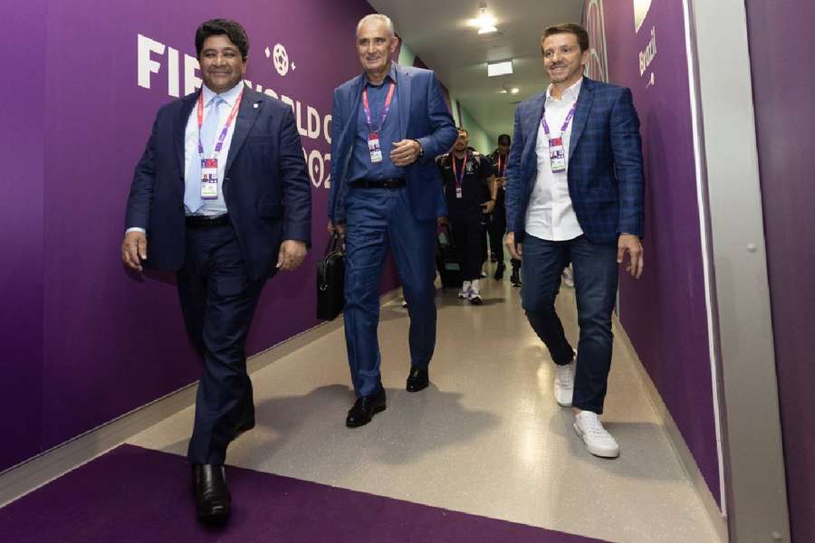 Juninho ao lado de Tite e de Ednaldo Rodrigues, presidente da CBF Juninho ao lado de Tite e de Ednaldo Rodrigues, presidente da CBF