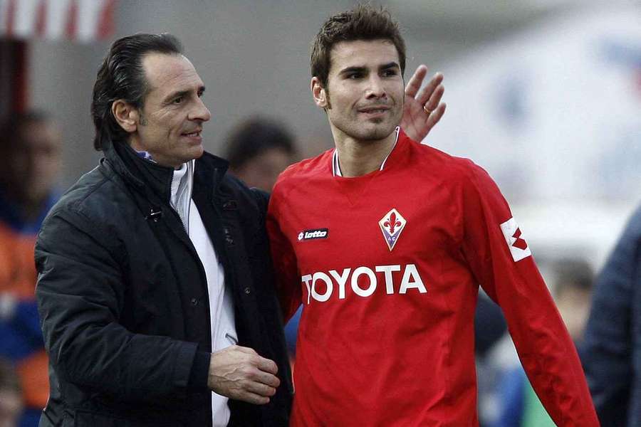 Cesare Prandelli, alături de Adrian Mutu, în 2008