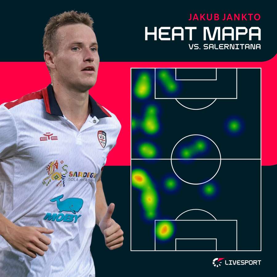 Heat mapa Jakuba Jankta prot Salernitaně.