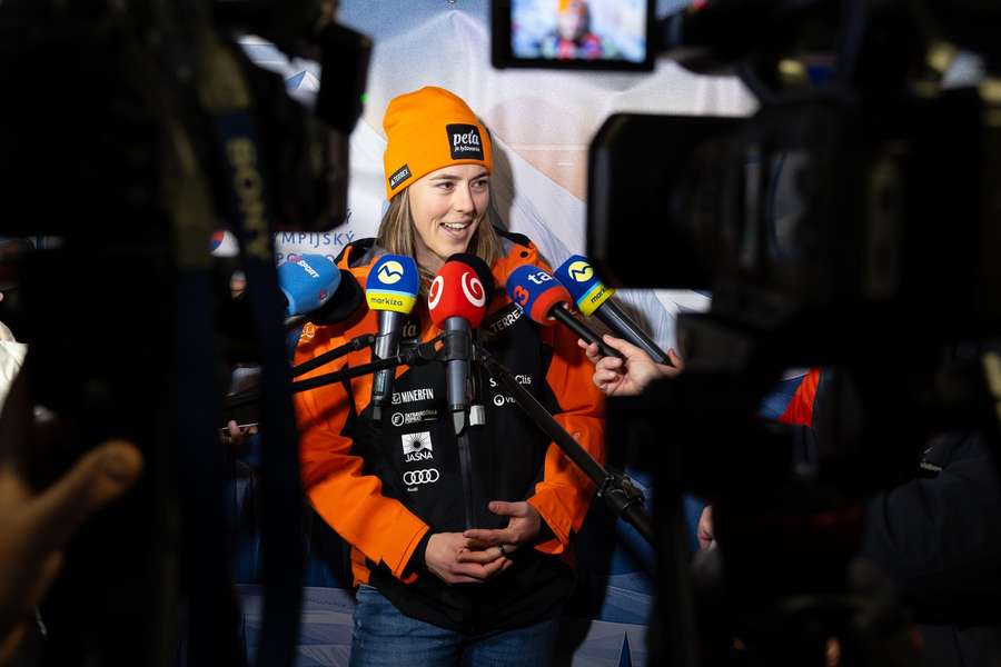 Petra Vlhová na tiskové konferenci. 