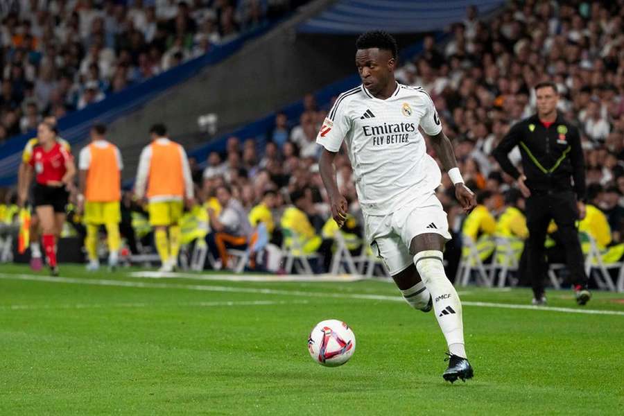 Kylian Mbappe and Vinicius Jr of Real Madrid CF celebrates after scoring 