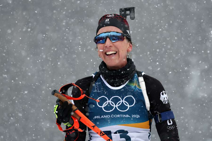 Franziska Preuß war bei der Zieleinfahrt trotzdem am Lächeln.