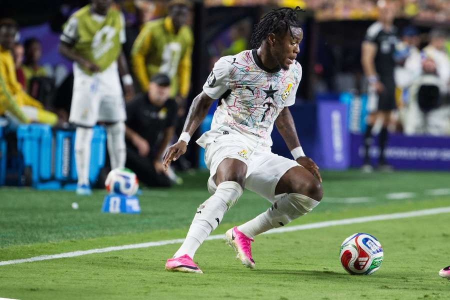 Fatawu Issahaku em ação frente à Colômbia no Mundial 2026 Fatawu Issahaku em ação frente à Colômbia no Mundial 2026