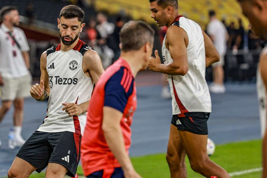 Bruno Fernandes and Casemiro during the club's post-season tour of Malaysia