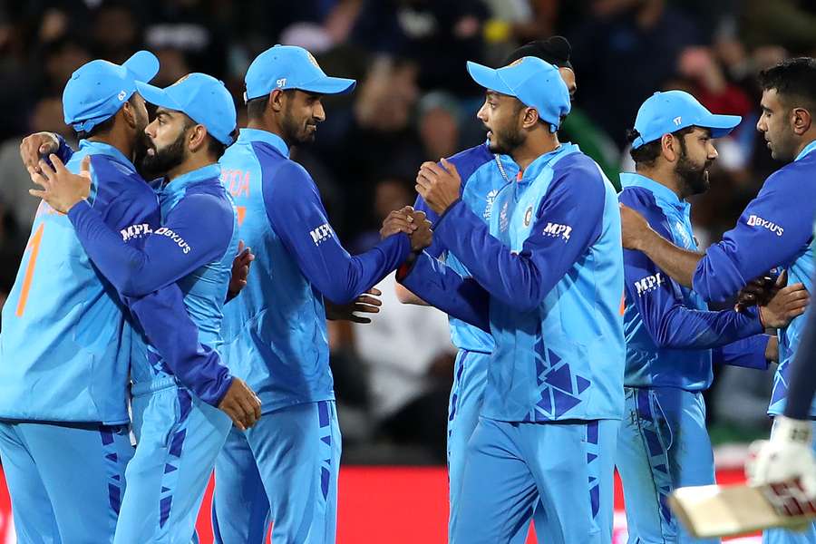 India's players celebrate their win against Bangladesh