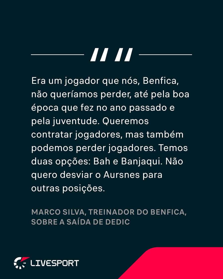 Marco Silva abordou a saída de Dedic desta forma Marco Silva abordou a saída de Dedic desta forma