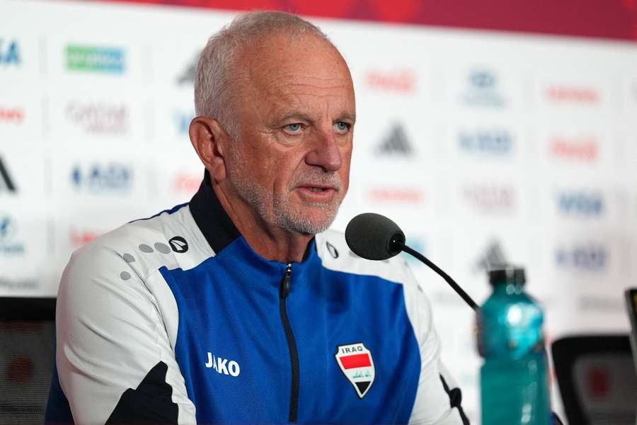 Iraq coach Graham Arnold speaks to the press