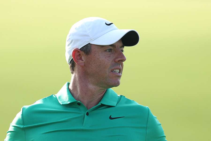 Rory McIlroy of Northern Ireland looks on after playing a shot during the Pro-Am prior to the Abu Dhabi HSBC Championship 2024