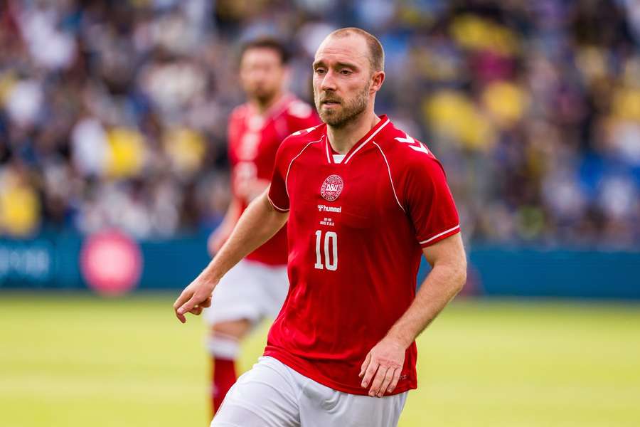 Christian Eriksen in action a friendly against Ukraine Christian Eriksen in action a friendly against Ukraine
