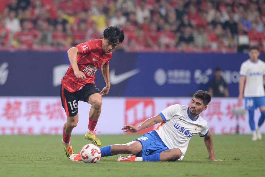 Shandong Taishan playing in the Chinese Super League last August