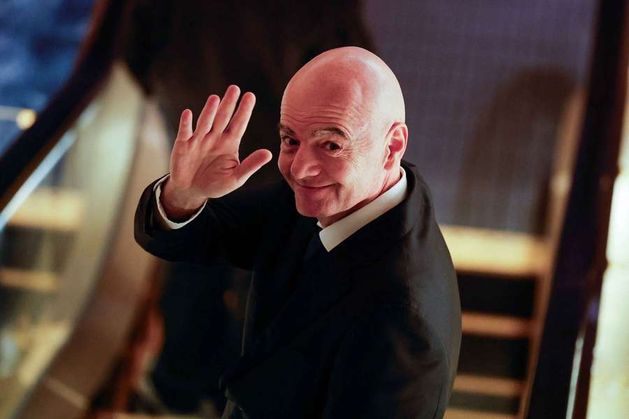Gianni Infantino waving to the press during an AFC meeting in Tokyo this week. Gianni Infantino waving to the press during an AFC meeting in Tokyo this week.