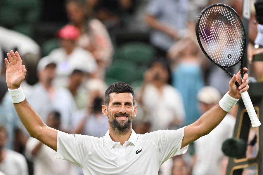 Novak Djokovic celebrates his win