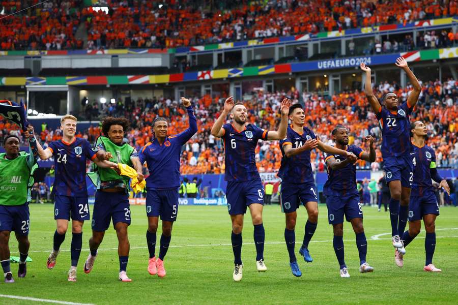 The Netherlands celebrate their victory over Poland